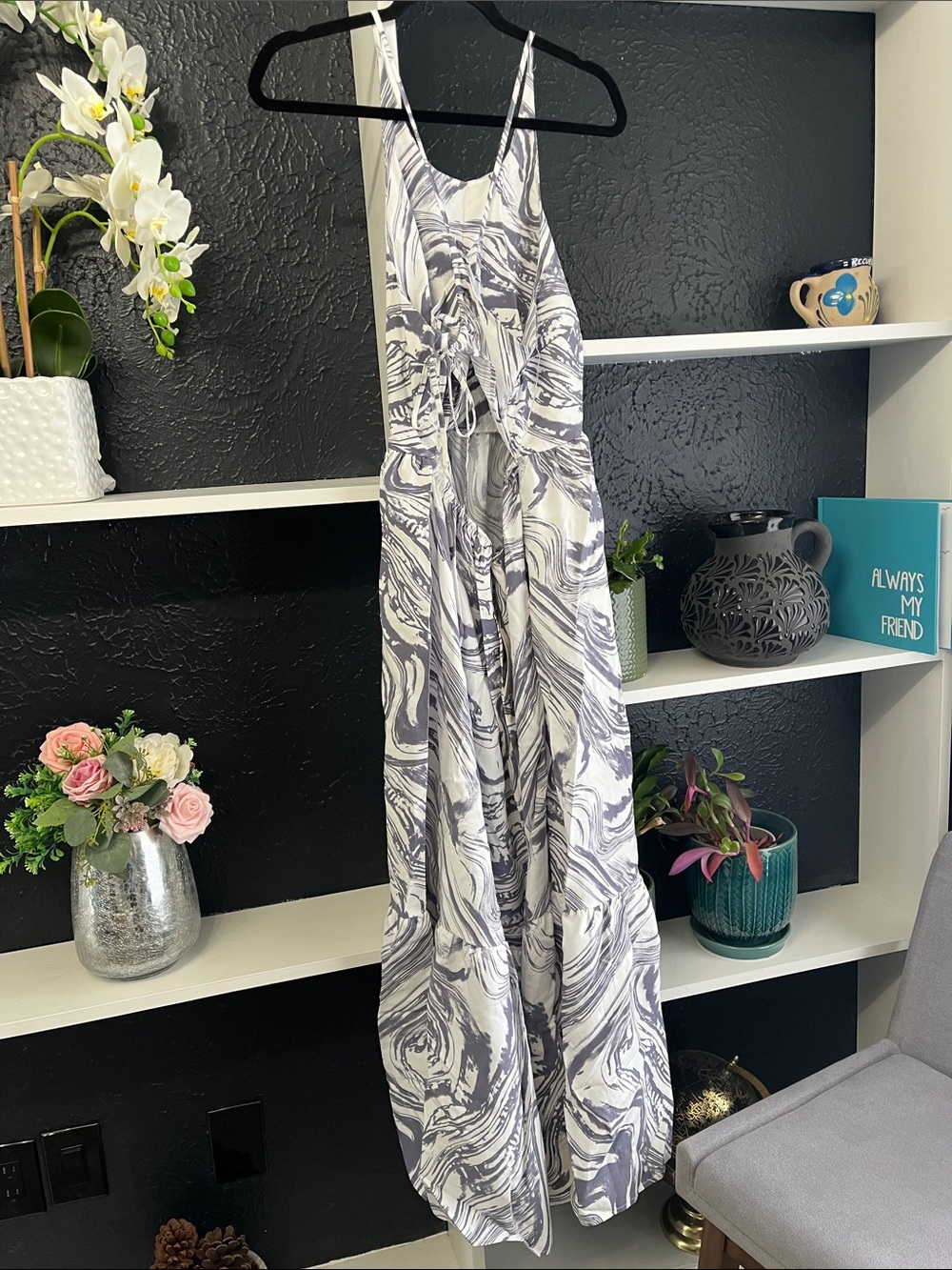 a new day Gray and White Marble Maxi Dress